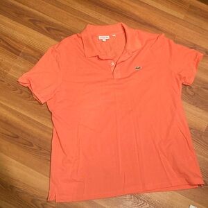 Lacoste Polo  Mens 3XL Slim Fit Casual Cotton Logo Peachy Orange Short Sleeve